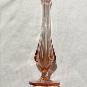 (L.E Smith) Vintage Pink/Peach Depression Glass Swung Vase (Ruffled Edge)